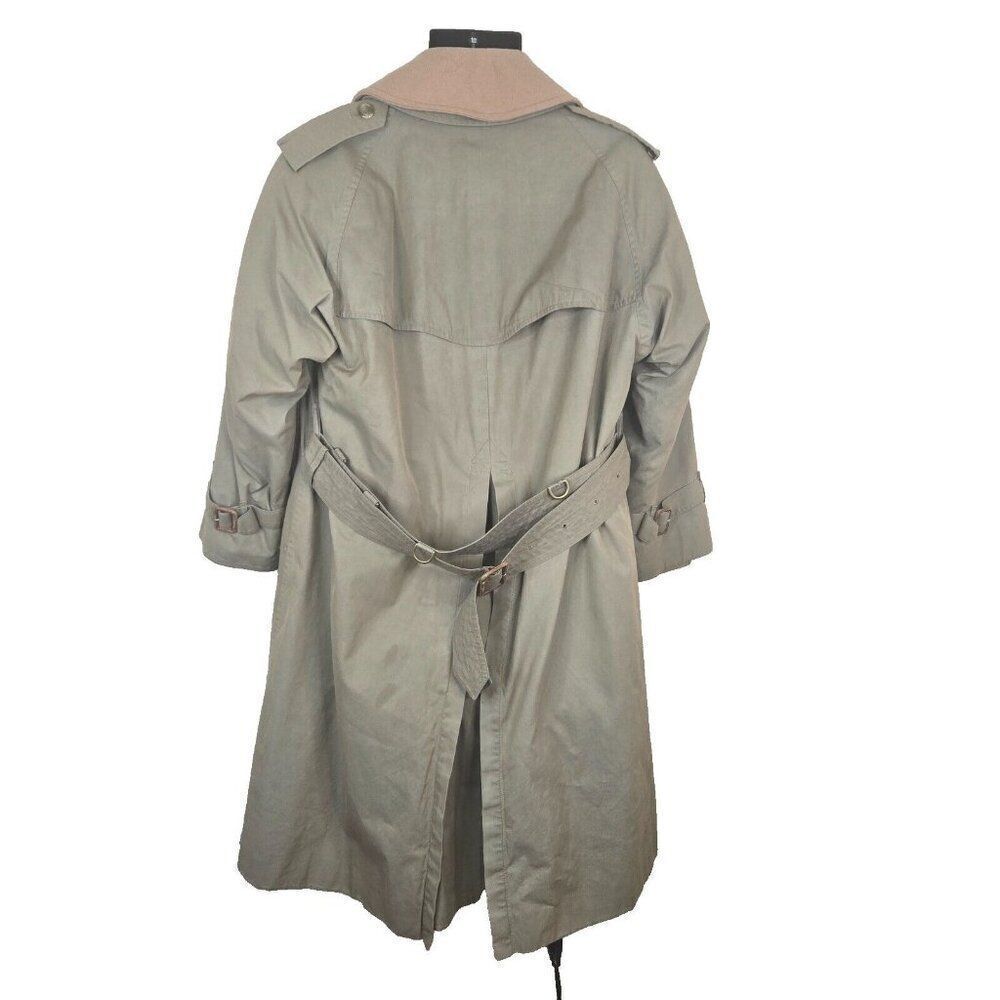 Burberrys Vintage Kensington Belted Trench Coat Womens 10 Khaki Nova Wool Lined - Picture 6 of 16